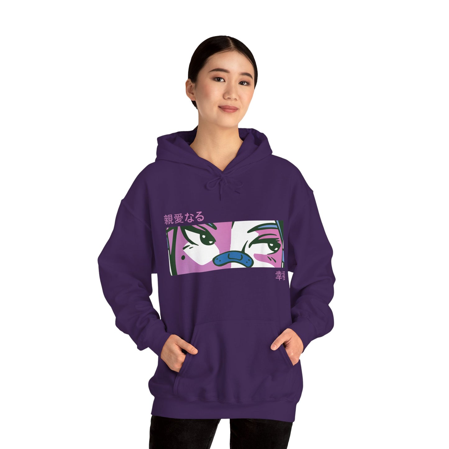 Purple Bored Anime Girl Eyes Hoodie