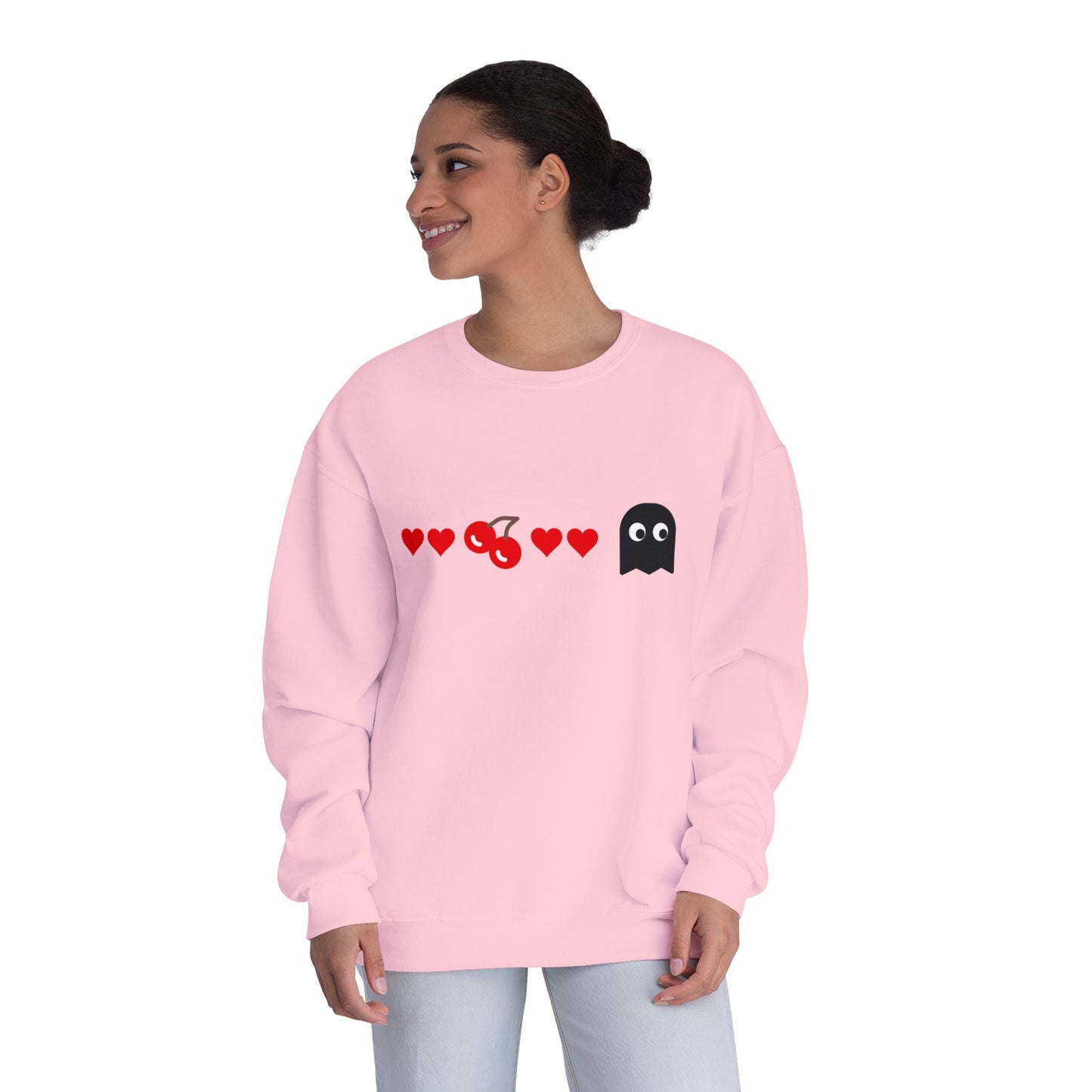 Couples Pacman Ghost Hearts Valentine Sweatshirt