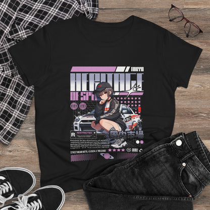 Anime Racer Girl T‑Shirt — Retro Vaporwave Car Graphic Tee