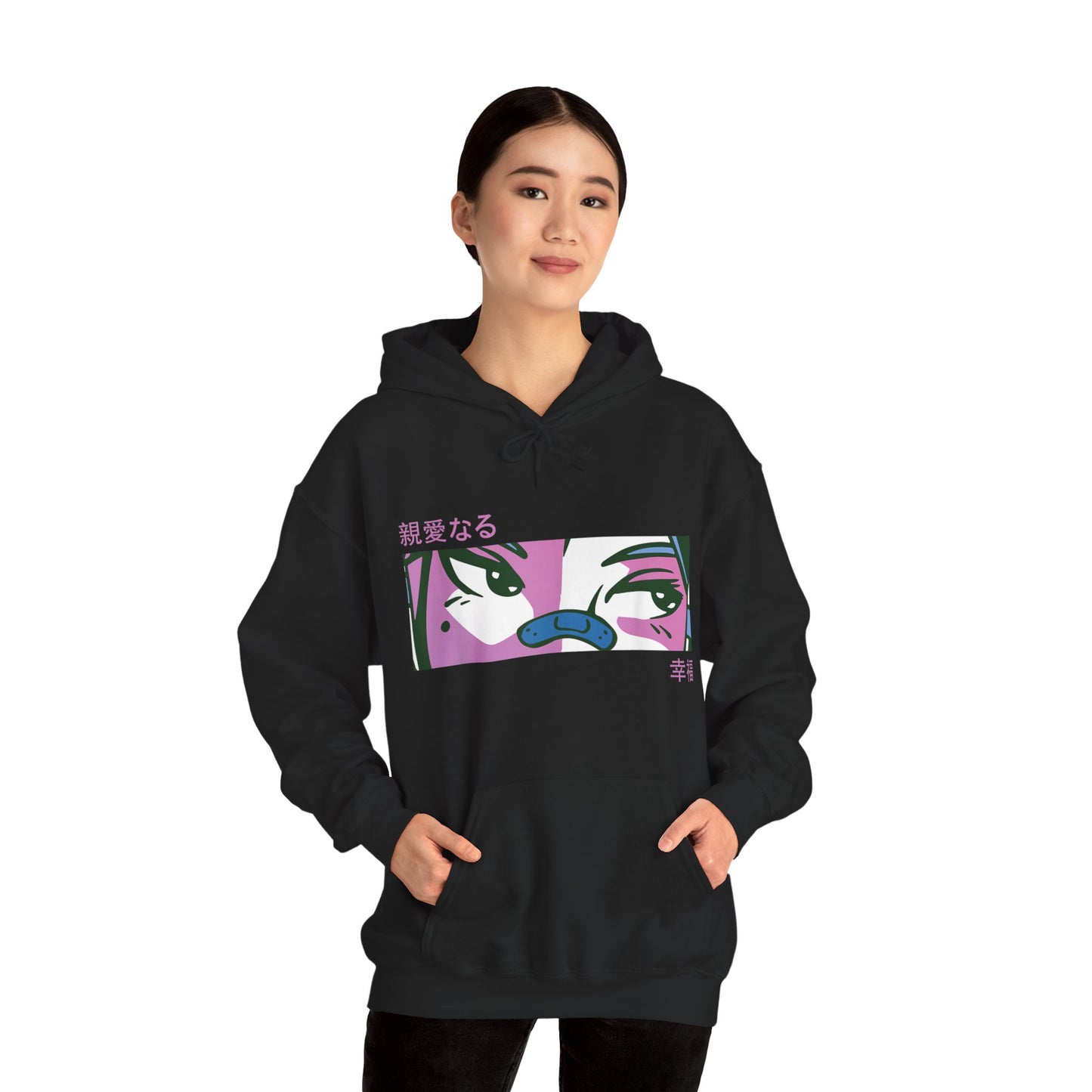 Purple Bored Anime Girl Eyes Hoodie