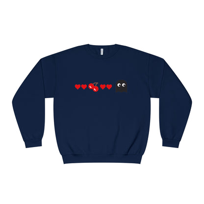 Couples Pacman Ghost Hearts Valentine Sweatshirt