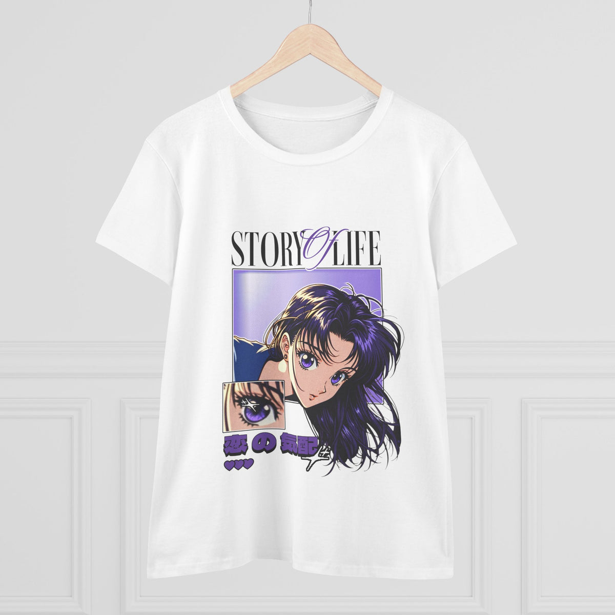 Story Of Life Anime Girl Graphic Tee — Purple Retro Manga Aesthetic