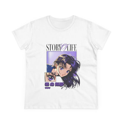 Story Of Life Anime Girl Graphic Tee — Purple Retro Manga Aesthetic