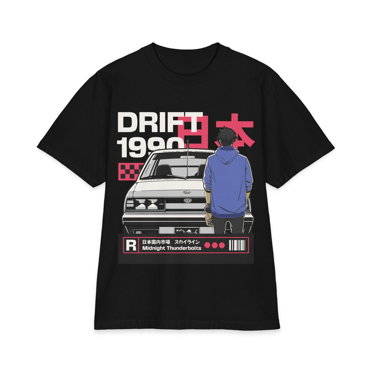 Drift 1990s Retro Anime Tee – JDM Skyline Street Racing T-Shirt