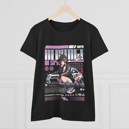 Anime Racer Girl T‑Shirt — Retro Vaporwave Car Graphic Tee