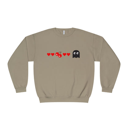 Couples Pacman Ghost Hearts Valentine Sweatshirt