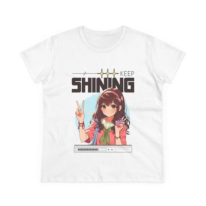Keep Shining Anime Girl Graphic Tee — Cute Kawaii Peace Sign Shirt
