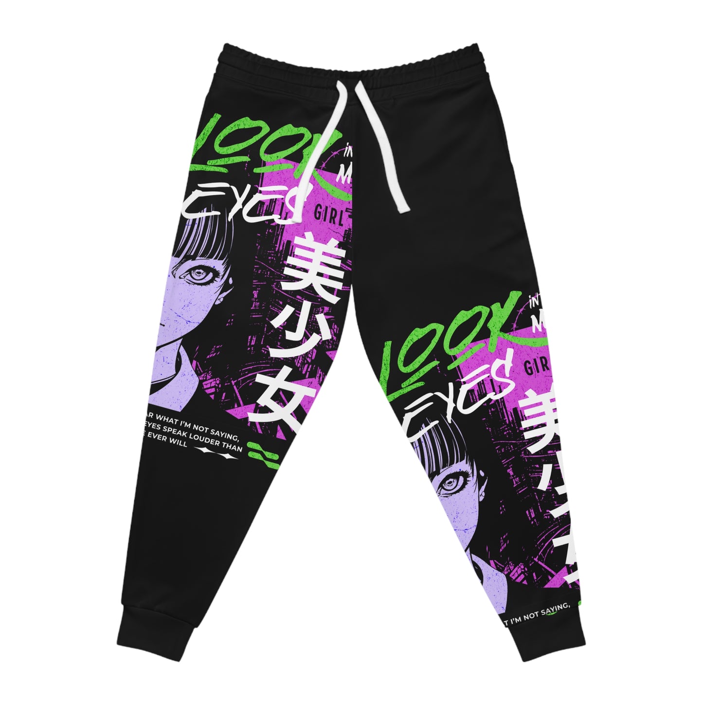 Look In My Eyes Cyberpunk Anime Unisex Joggers —  Graphic Athletic Sweatpants