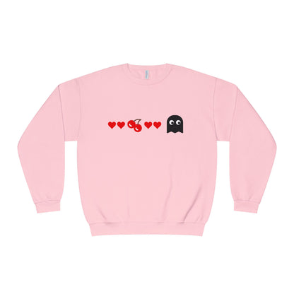 Couples Pacman Ghost Hearts Valentine Sweatshirt