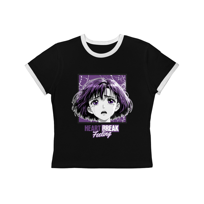 Heart Break Feeling Anime Crop Top Tee