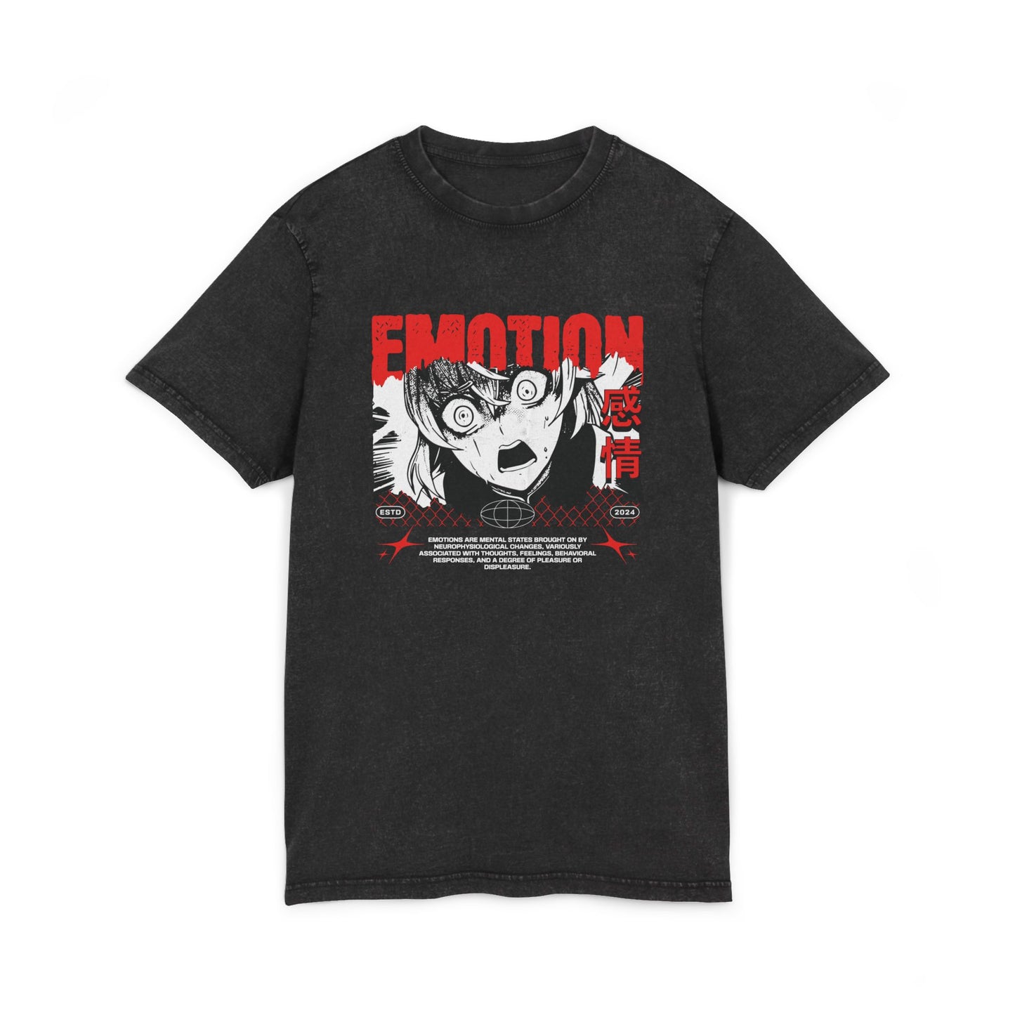 Anime 'Emotion' Acid Wash Graphic Tee