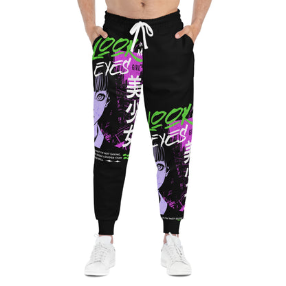 Look In My Eyes Cyberpunk Anime Unisex Joggers —  Graphic Athletic Sweatpants