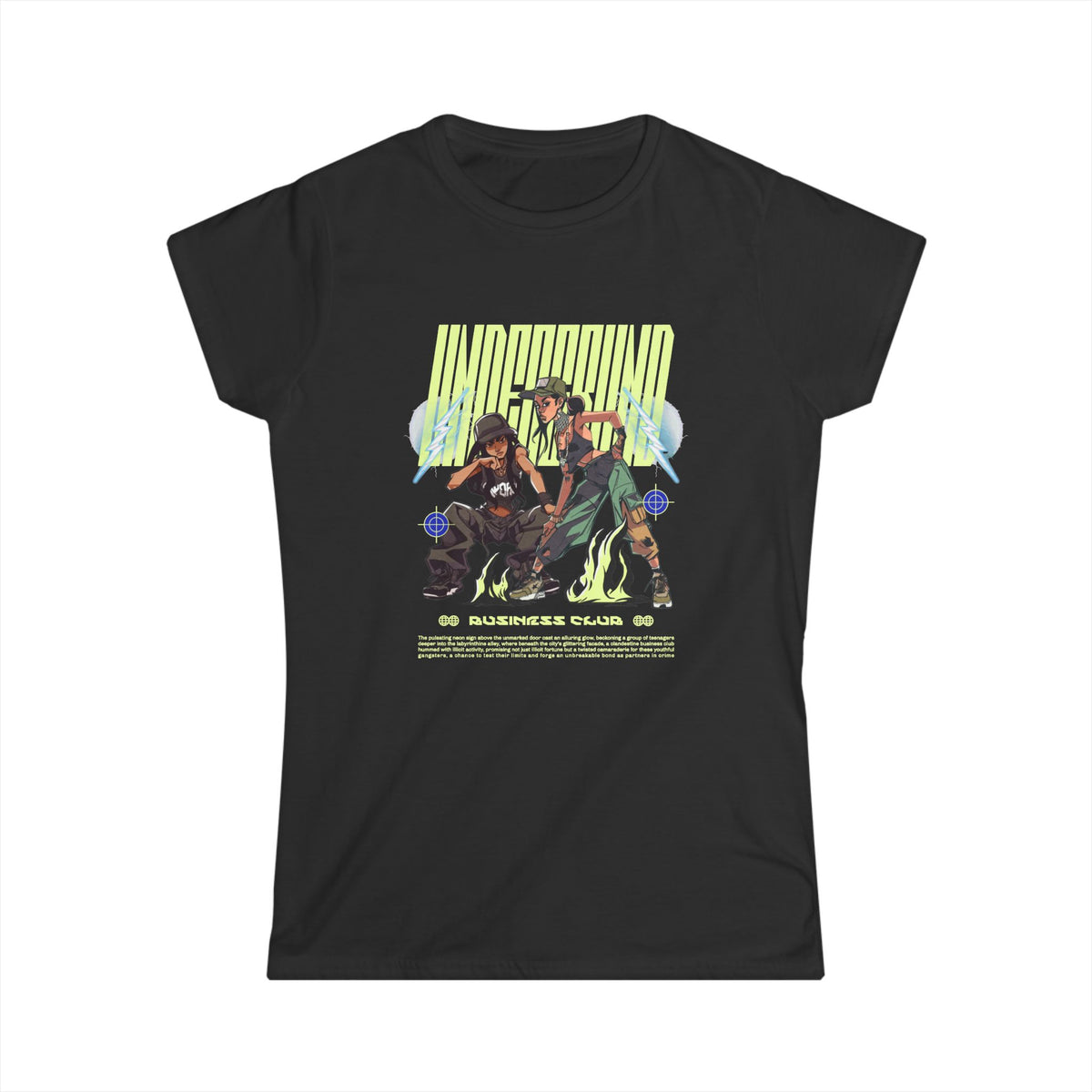 Women's Business Club Black Anime Softstyle Tee