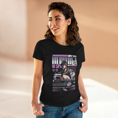 Anime Racer Girl T‑Shirt — Retro Vaporwave Car Graphic Tee