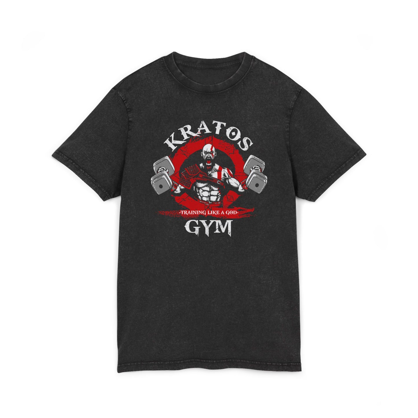 Kratos Gym Acid Wash Vintage Style Unisex Tee